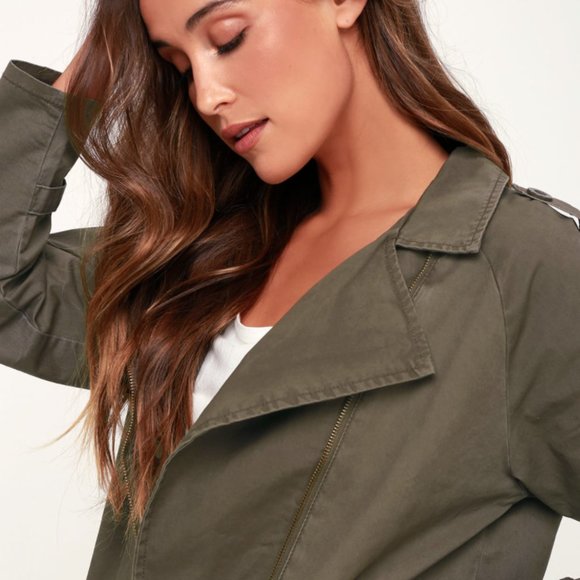 Lulus Loaded Olive Green Moto Jacket - Picture 4 of 5